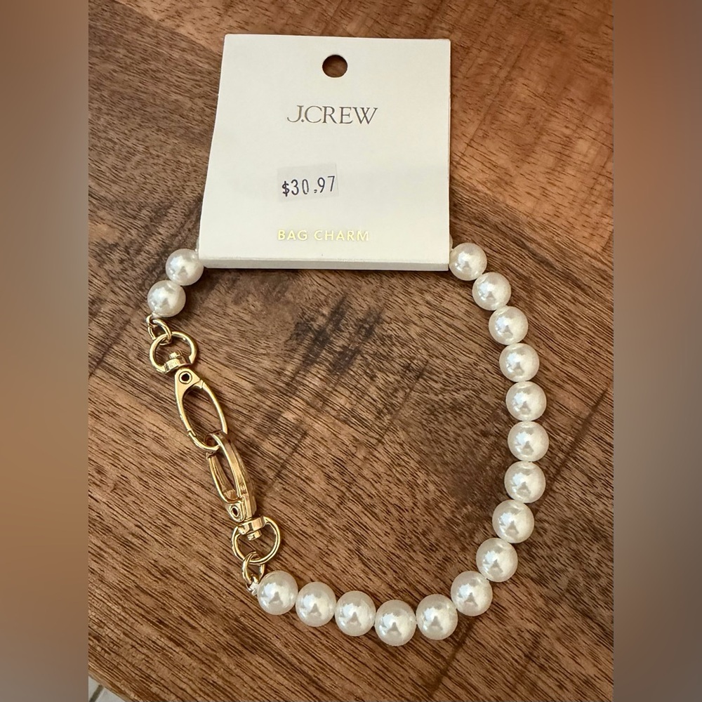 J. Crew Pearl and Gold Bag Charm